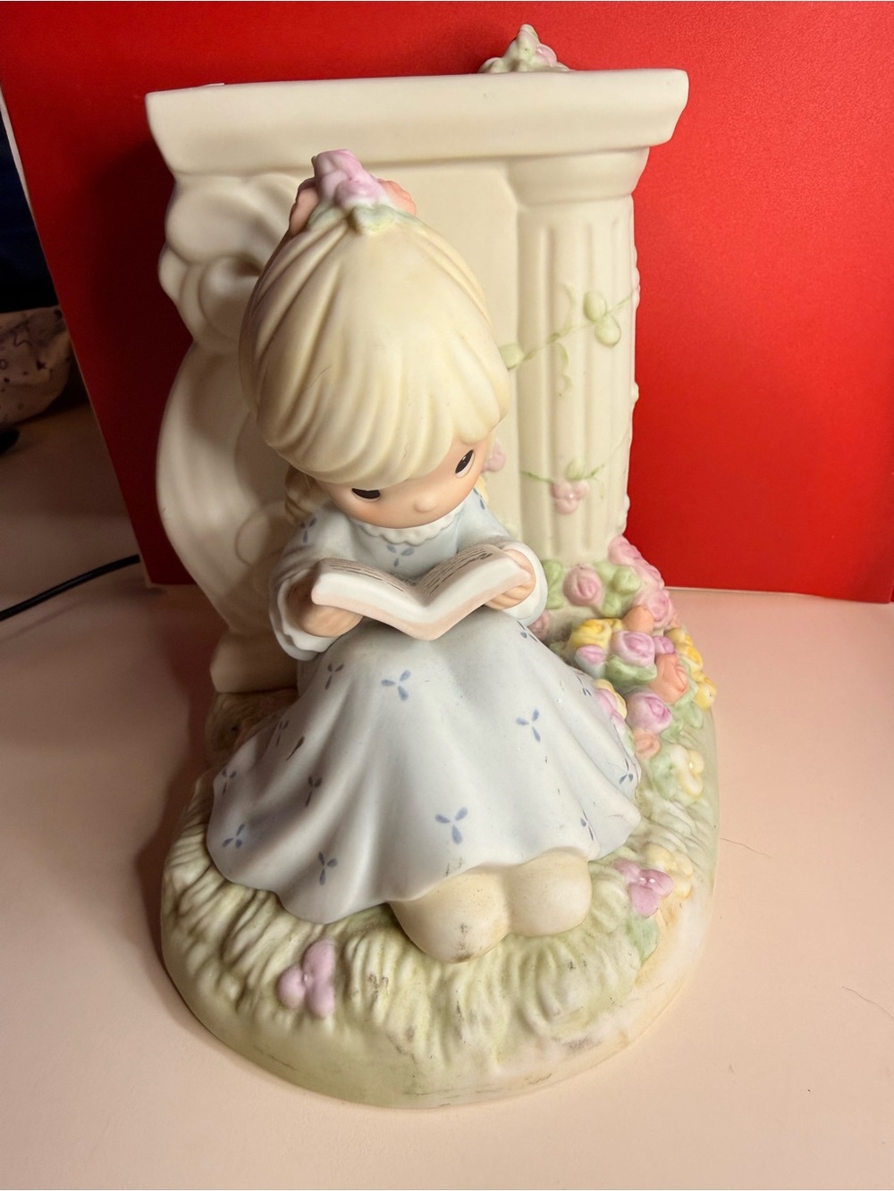 Porcelain Girl Reading Figurine - Pastel Colors
